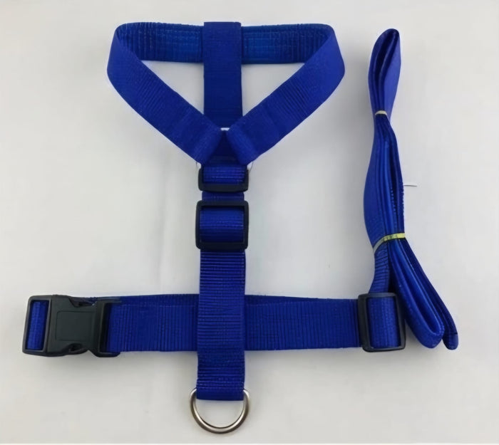 Adjustable Pet Harness & Leash Set – Classic Blue