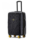 Black batman 61 cm medium suitcase with durable polycarbonate shell and gold wheels featuring embossed batman design