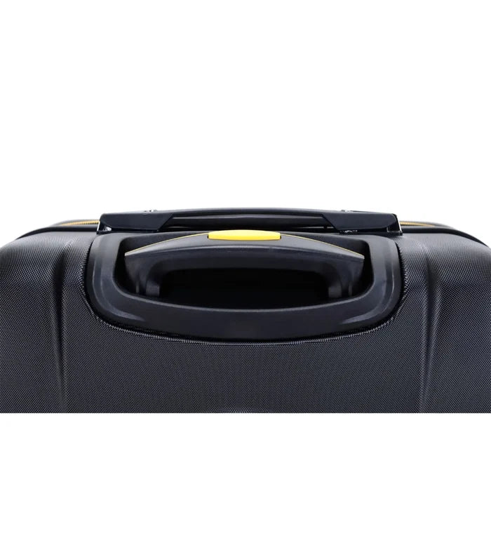 Batman 61 cm medium 4-wheel suitcase with durable polycarbonate shell and black textured surface with yellow handle