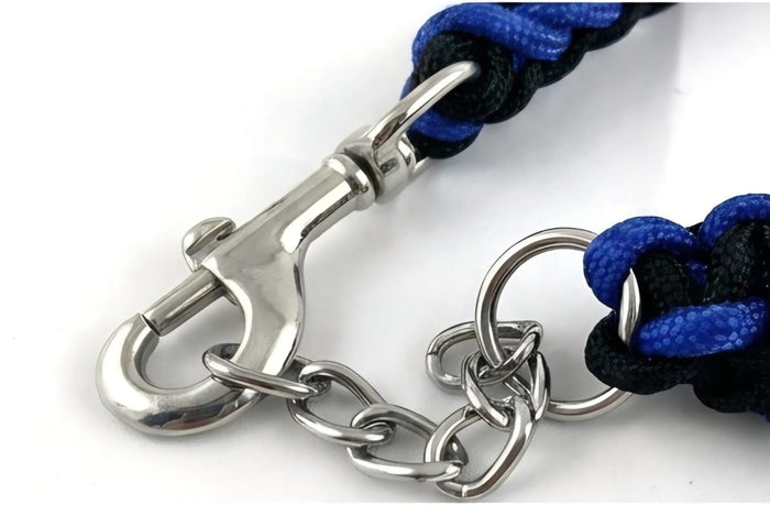 Braided Rope Dog Leash (Blue & Black)