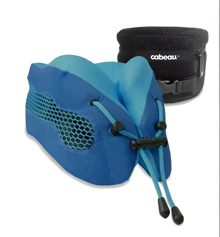 Cabeau Evolution 2.0 Cool Memory Foam Travel Pillow  (With Ear Plugs and Travel Bag) - Blue