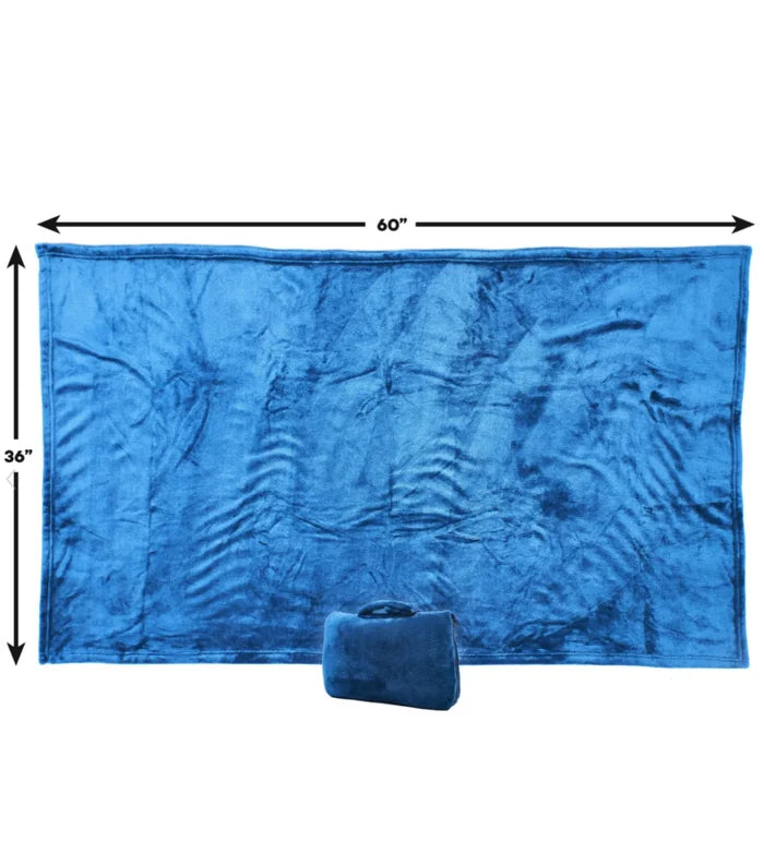 Cabeau Fold 'n Go 4-In-1 Travel Blanket, Pillow, Seat Cushion and Lumbar Support - Royal Blue