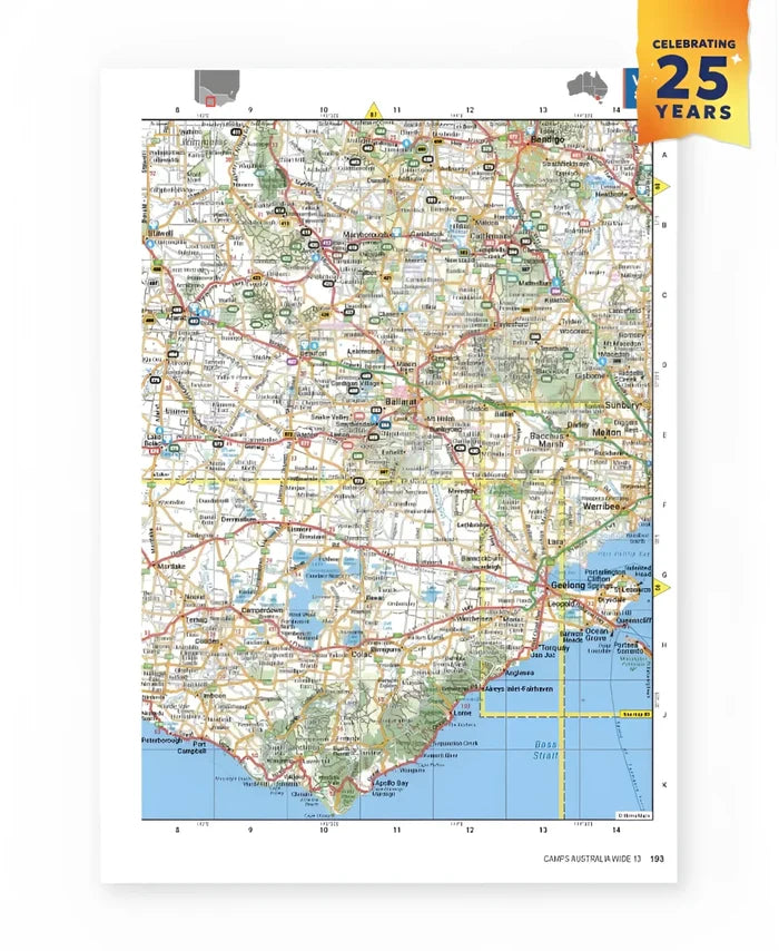A detailed colorful paper road map of australia in camps australia wide 13 book a4 size 2026 edition