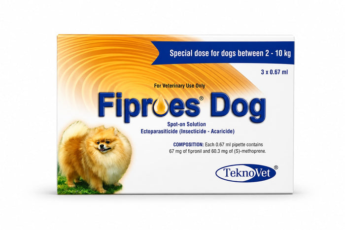 Fiproes Dog – Flea & Tick Spot-On Treatment for Small Dogs (2–10 kg) (3 x 0.67 ml)