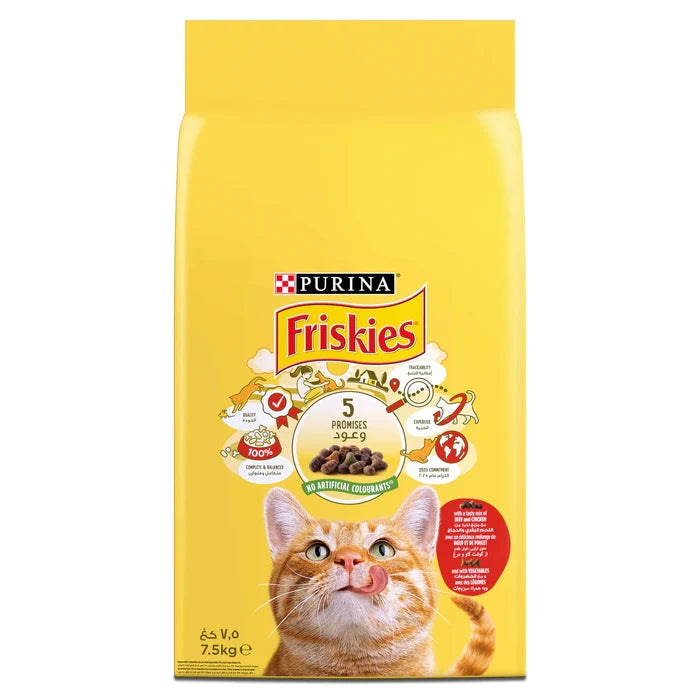 friskies adult cat food with Beef Chicken and Vegetables 7.5Kg
