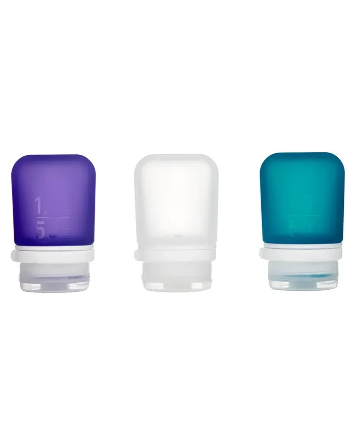 GoToob+ Travel Bottles Small 50 ml 3 Pack - Clear, Purple and Teal
