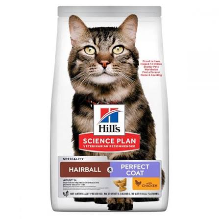 Hill’s Science Plan Hairball & perfect coat adult cat food with chicken 1.5kg