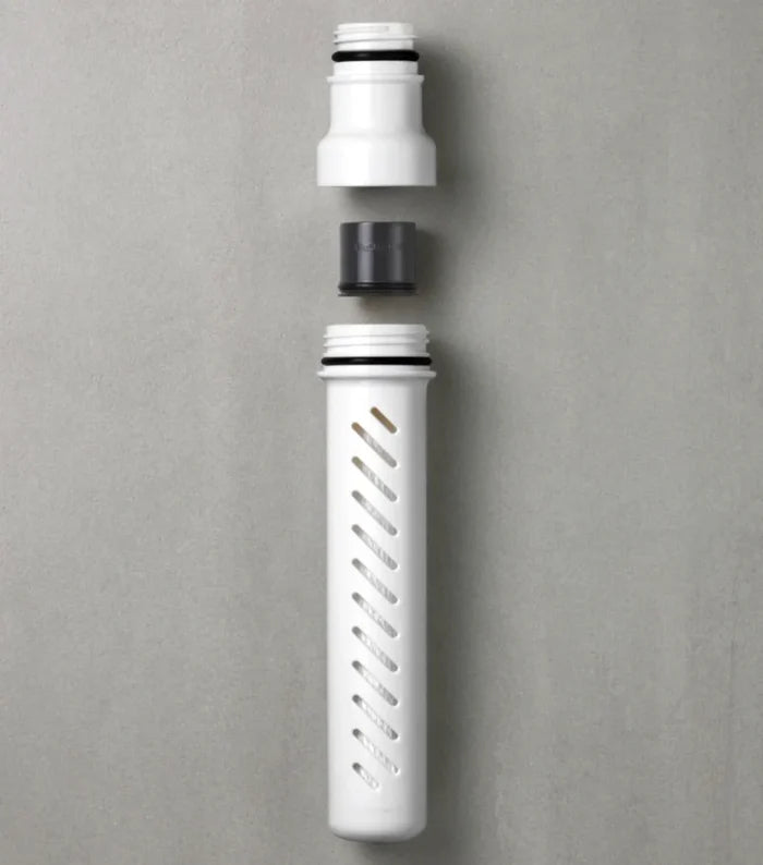 Filter includes both a membrane microfilter and activated carbon filter