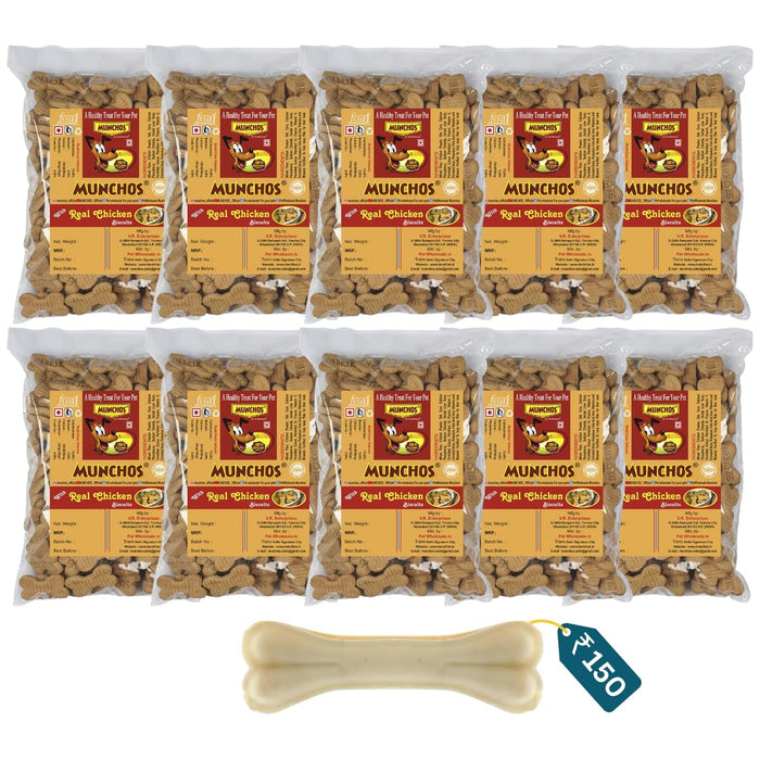Munchos Real Chicken Dog Biscuits – 10KG Bulk Pack