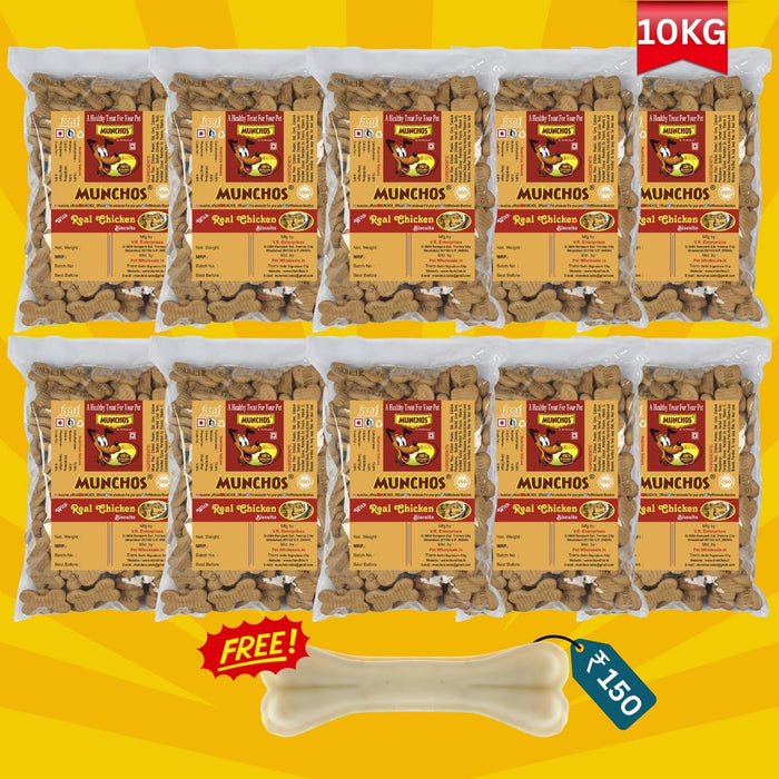 Munchos Real Chicken Dog Biscuits – 10KG Bulk Pack