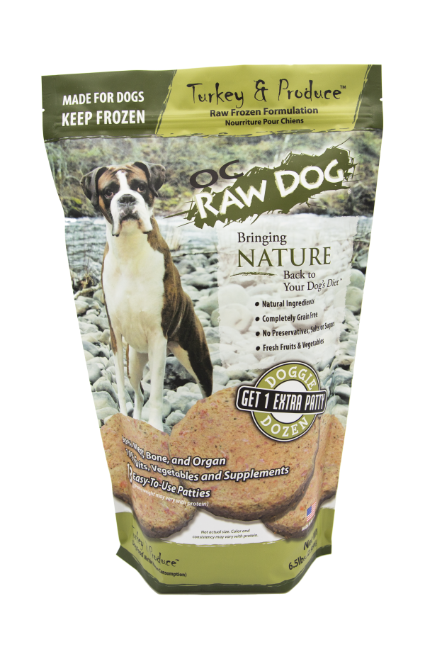 OC Raw Dog Frozen Turkey & Produce Patty