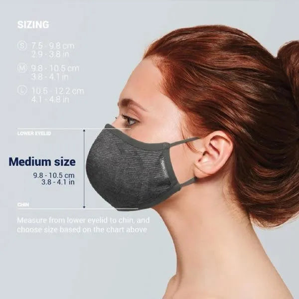Sizing Pacsafe Protective and Reusable Silver Ion Face Mask (Medium) - Silver Grey