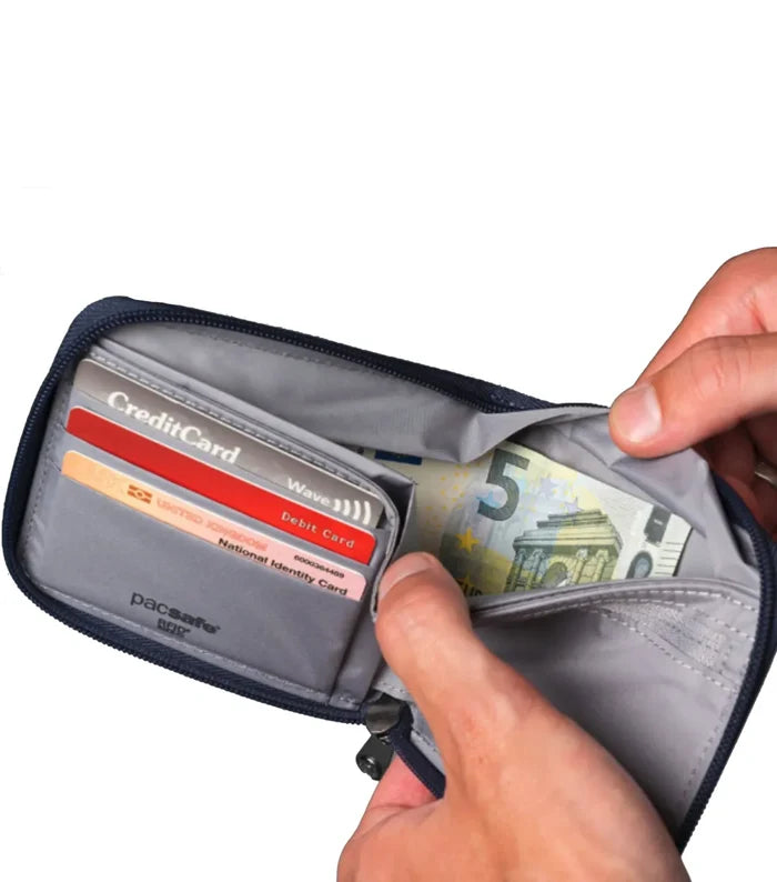 Pacsafe RFIDsafe Zip Around Wallet - Coastal Blue
