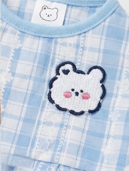 Pawsy Plaid Summer Romper ( blue )