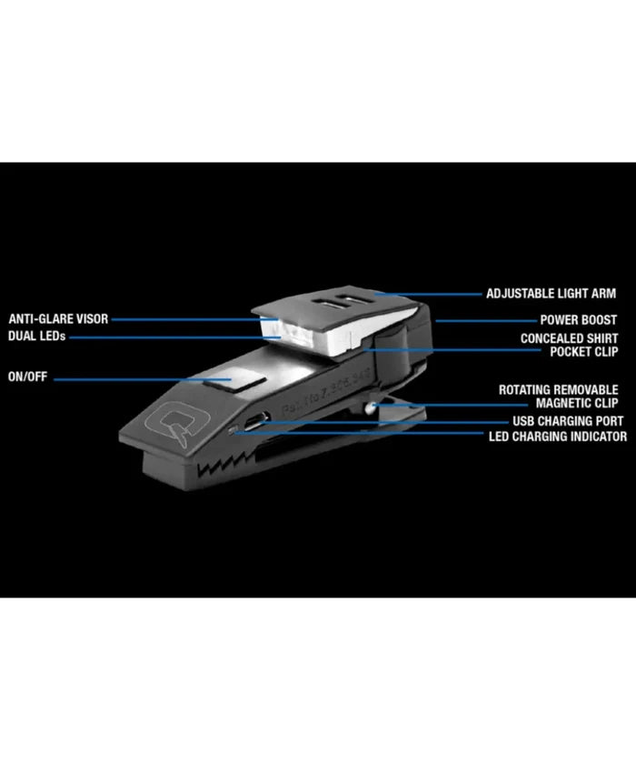 QuiqLiteX USB Rechargeable - Dual White LED Hands-Free Pocket Concealable Flashlight Torch
