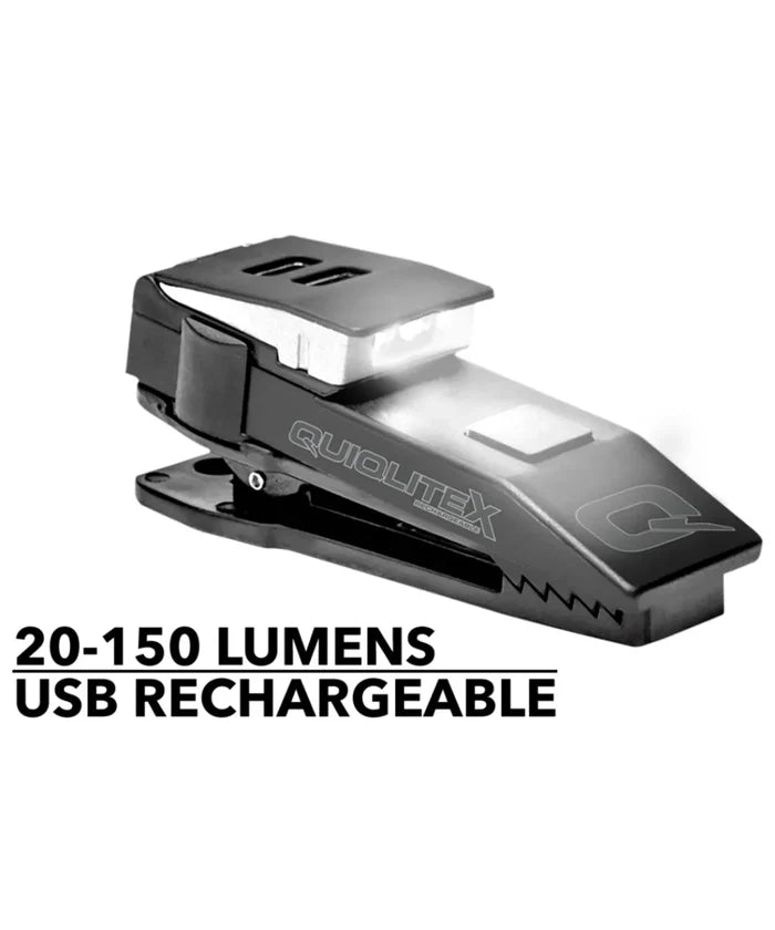QuiqLiteX USB Rechargeable - Dual White LED Hands-Free Pocket Concealable Flashlight Torch