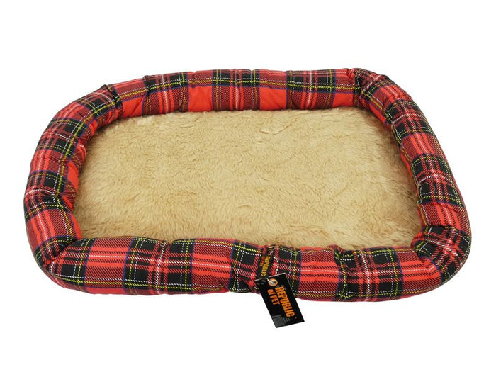 RED TARTAN & TEDDY SOFT CRATE MAT