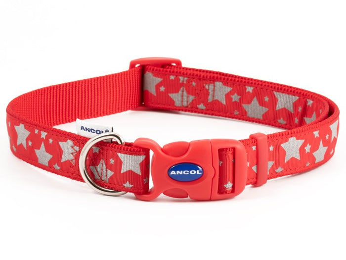 Reflective Red Stars Collar