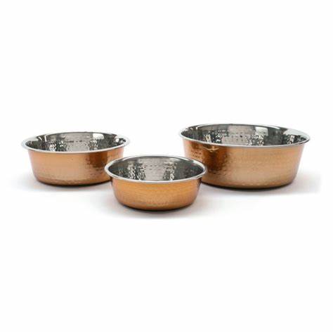 Rosewood Hammered Copper Dog Bowls