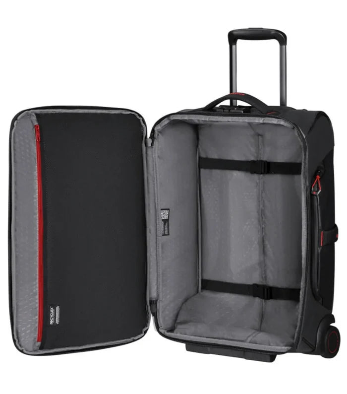 Interior zippered pocket and packing straps to keep you organised