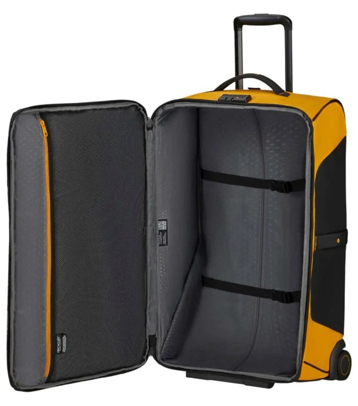 Interior zippered pocket and packing straps to keep you organised