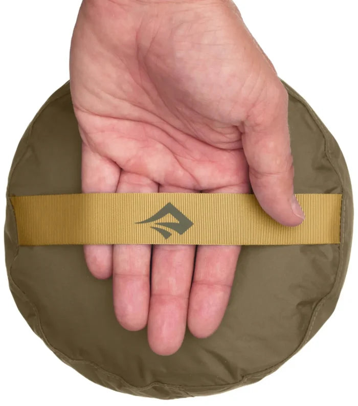 Sturdy, Nylon webbing handle on round base provides a secure grab point