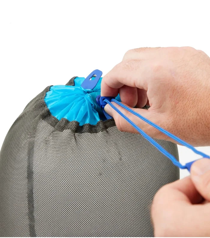 Unique tear-proof drawcord throat with two super-strong hypalon pull-tabs for easy operation