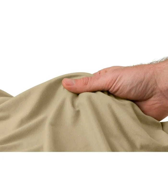 Recycled polyester DRY+ fabric uses fine yarns to create a greater surface area that dries faster