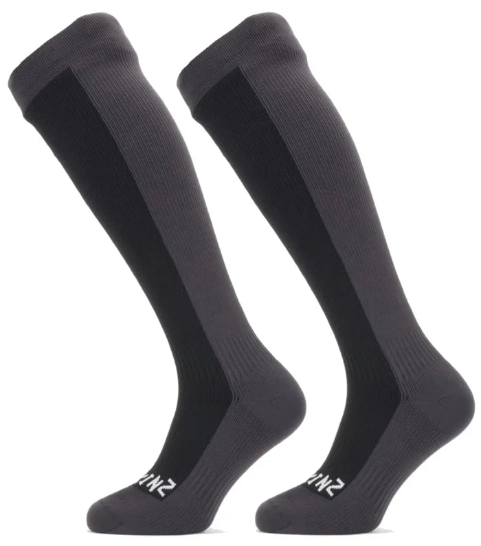 Sealskinz Waterproof Cold Weather Knee Length Socks - Black / Grey - Small