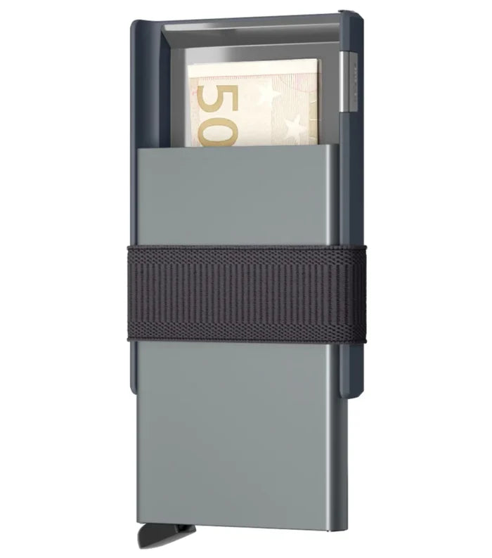 Holds 2 extra cards, banknotes, business cards, receipts, small items (coins, key)