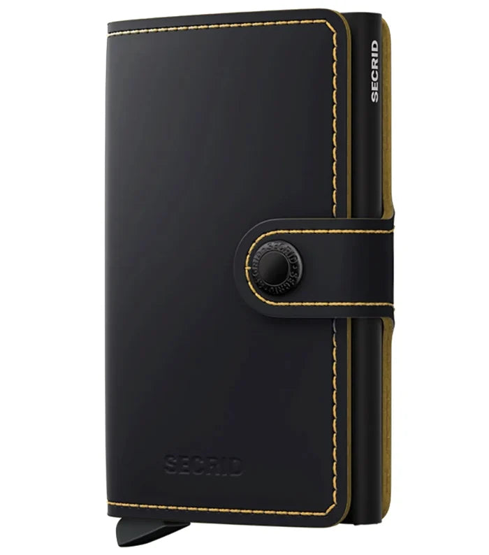 Secrid Miniwallet Compact Wallet - Matte Black and Ochre