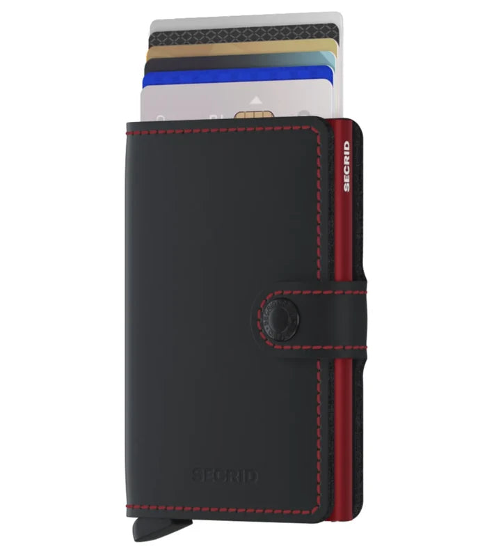 Secrid Miniwallet Compact RFID Wallet - Matte Black / Red