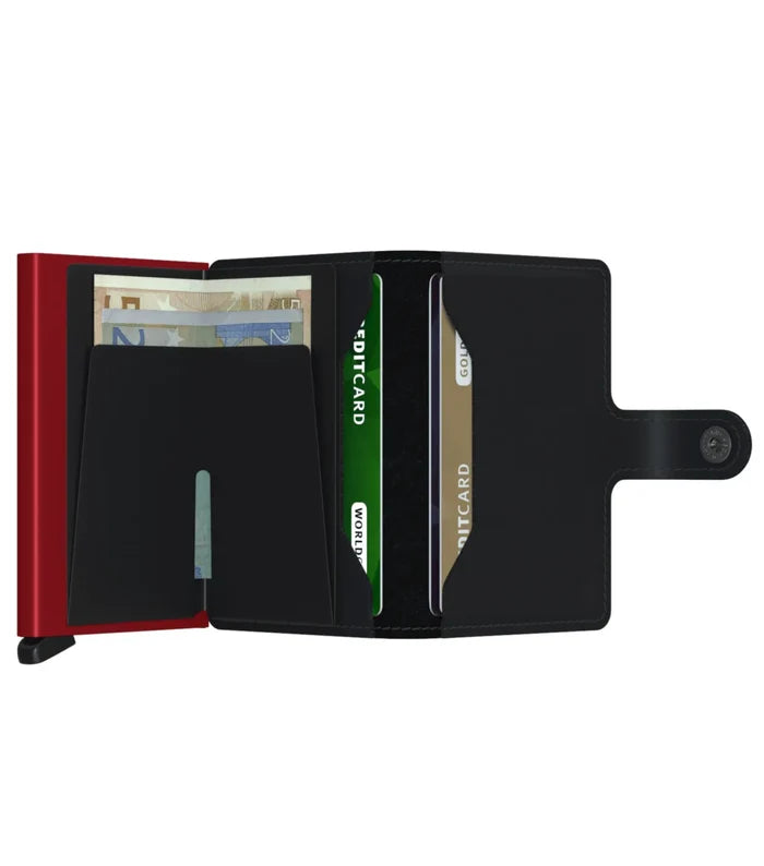 Secrid Miniwallet Compact RFID Wallet - Matte Black / Red