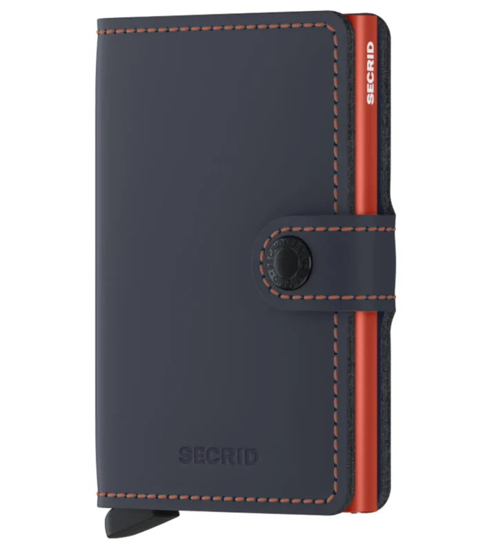 Secrid Miniwallet Compact RFID Wallet - Matte Night Blue / Orange