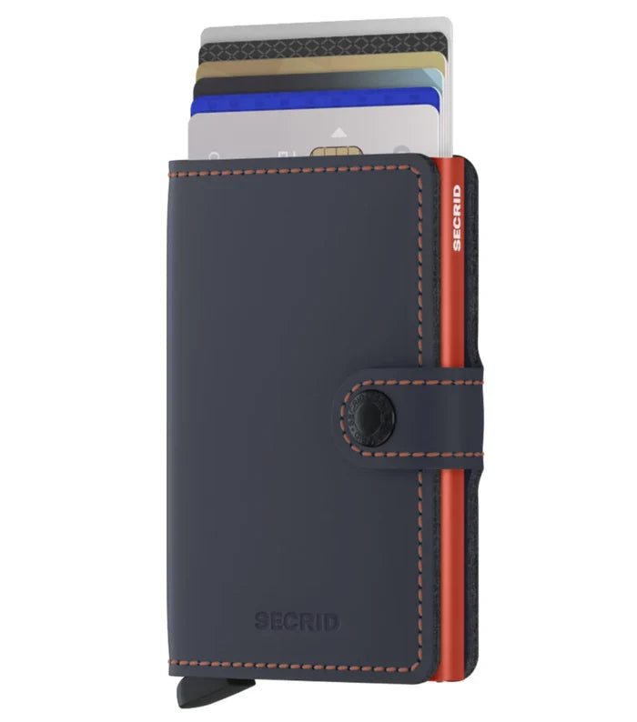 Secrid Miniwallet Compact RFID Wallet - Matte Night Blue / Orange