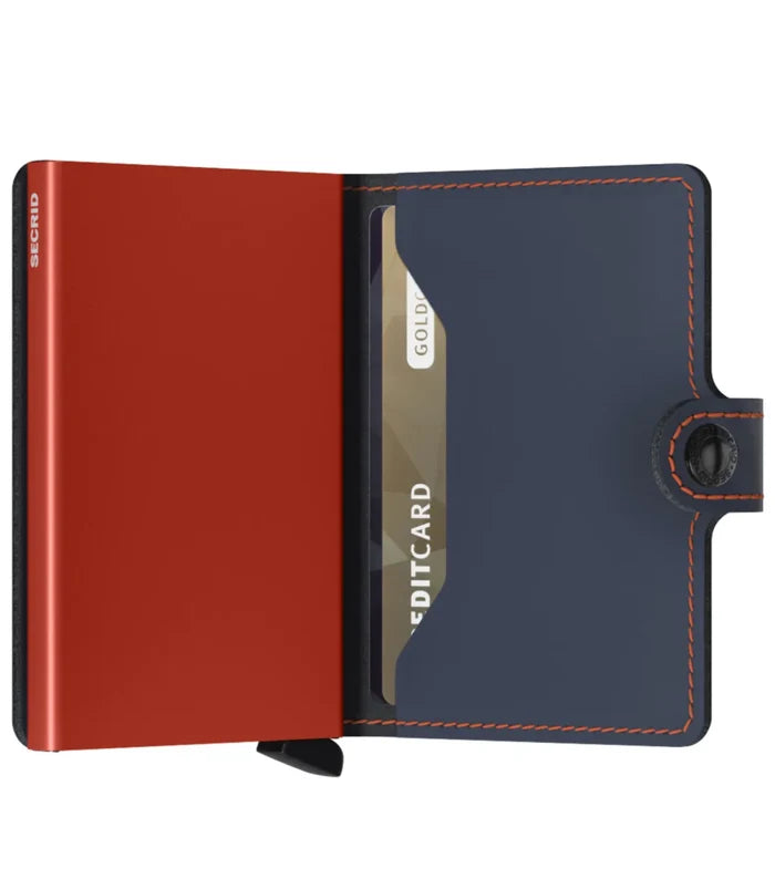 Secrid Miniwallet Compact RFID Wallet - Matte Night Blue / Orange