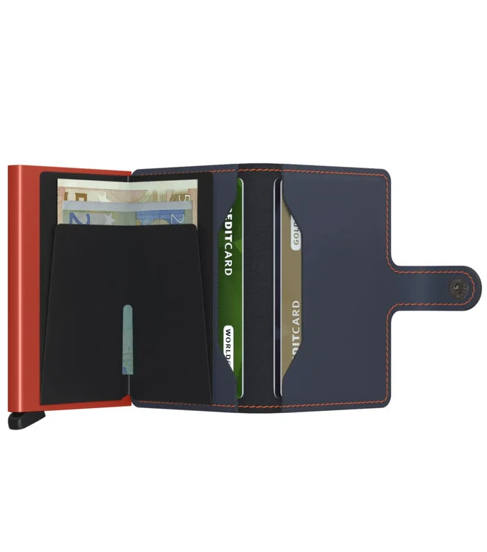 Secrid Miniwallet Compact RFID Wallet - Matte Night Blue / Orange