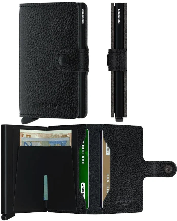 Secrid Miniwallet Compact RFID Wallet - Veg Tanned Black/Black