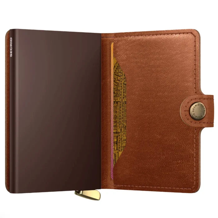 Secrid Premium+ Miniwallet Compact RFID Wallet - Emboss Lines Cognac+