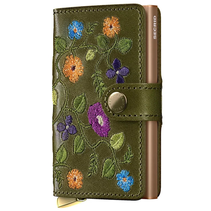 Secrid Premium+ Miniwallet Compact RFID Wallet - Stitch Floral Olive+