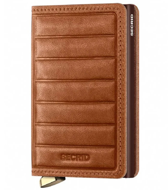 Secrid Premium Slimwallet Compact RFID Wallet - Emboss Lines Cognac