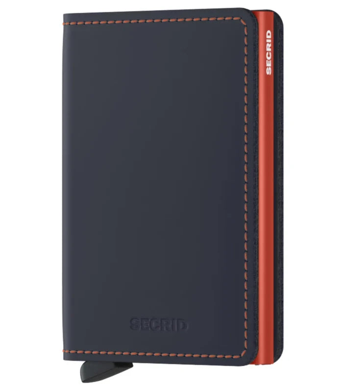Secrid Slimwallet Compact RFID Wallet - Matte Night Blue / Orange