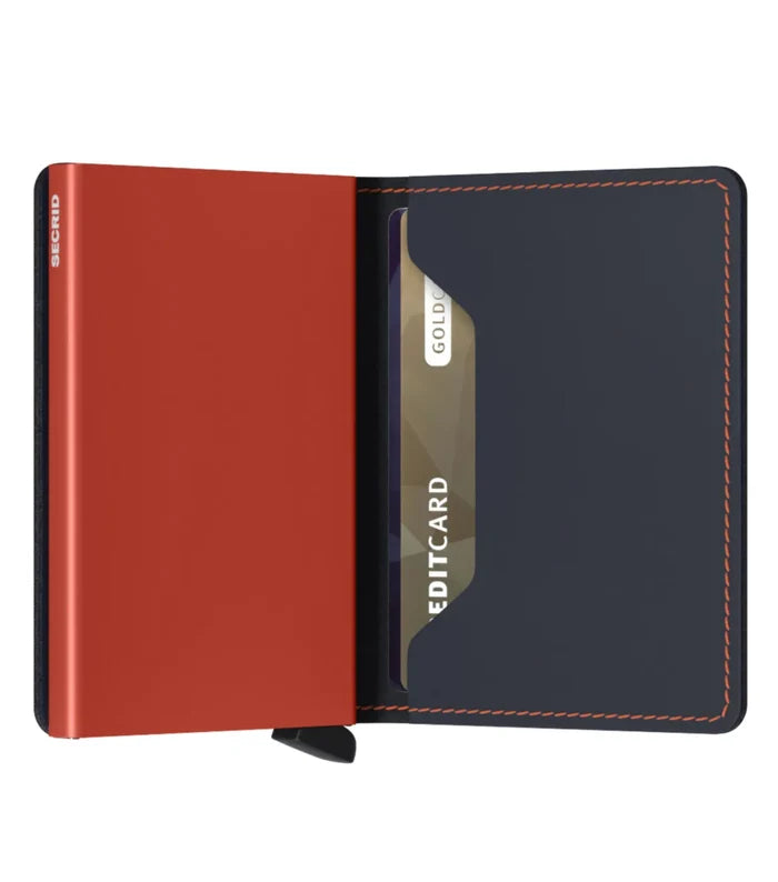 Secrid Slimwallet Compact RFID Wallet - Matte Night Blue / Orange