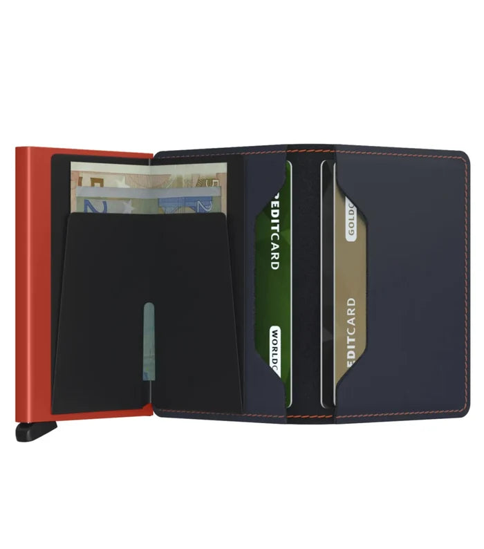 Secrid Slimwallet Compact RFID Wallet - Matte Night Blue / Orange
