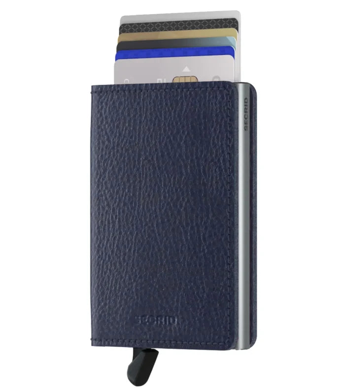 Secrid Slimwallet Compact RFID Wallet - Veg Tanned Navy / Silver