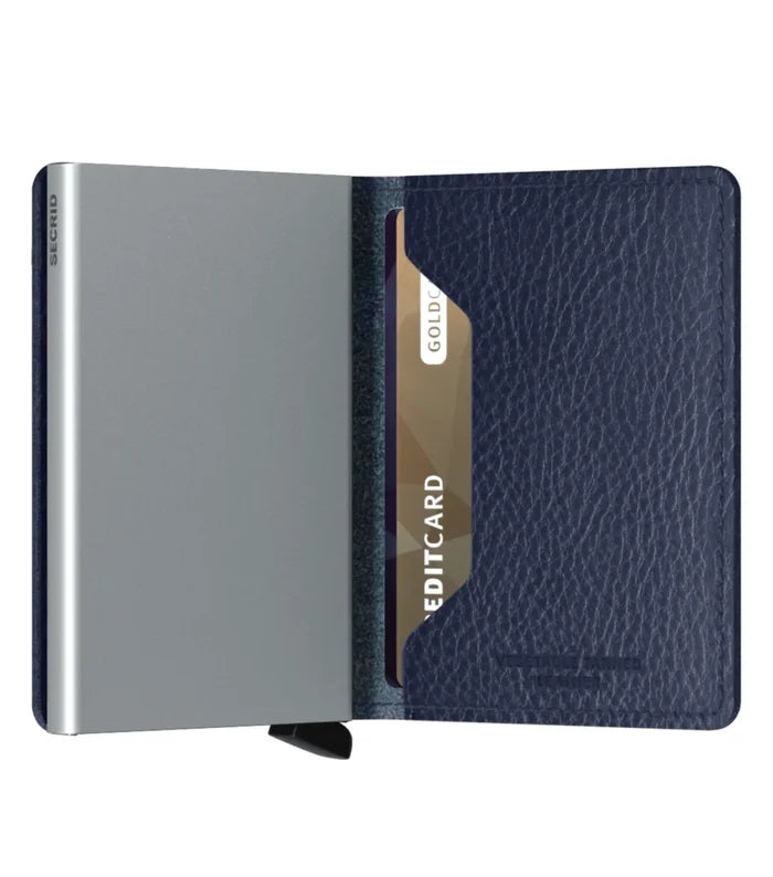 Secrid Slimwallet Compact RFID Wallet - Veg Tanned Navy / Silver
