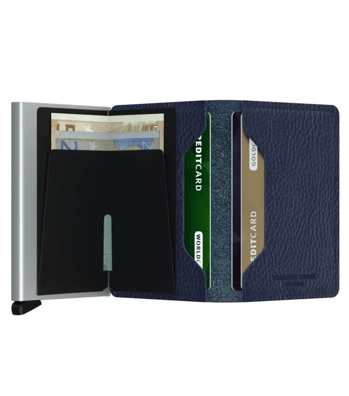 Secrid Slimwallet Compact RFID Wallet - Veg Tanned Navy / Silver