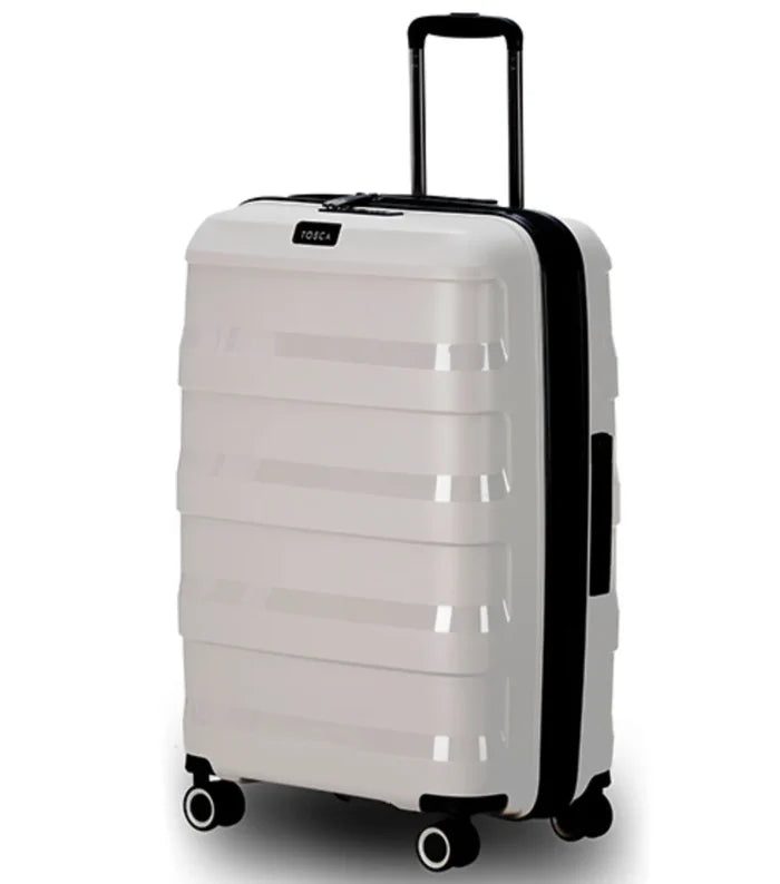 Tosca comet 67 cm hardside medium suitcase in cobblestone with easy grip handles and sleek ribbed design