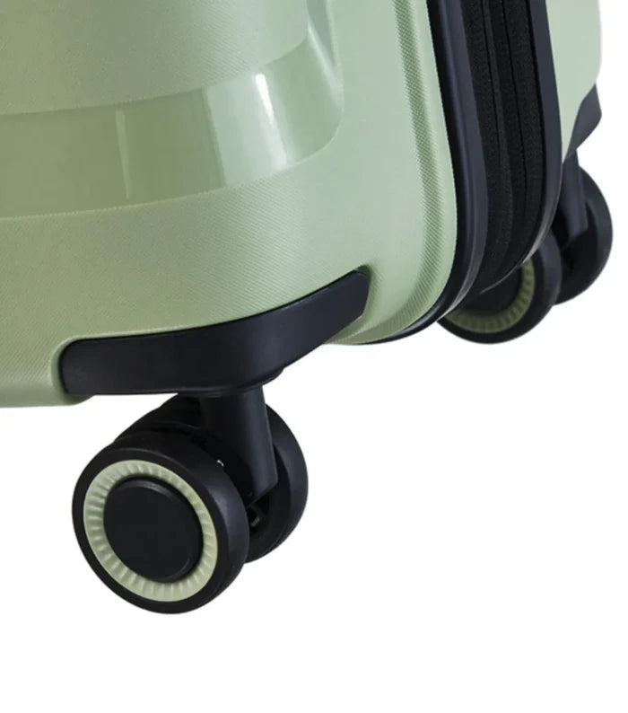 Mint green tosca comet 67 cm hardside medium suitcase with easy grip handles and black wheels in sage color