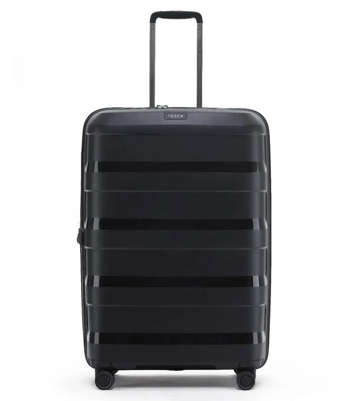 Black tosca comet 78 cm hardside large case with polypropylene outer shell and telescopic handle